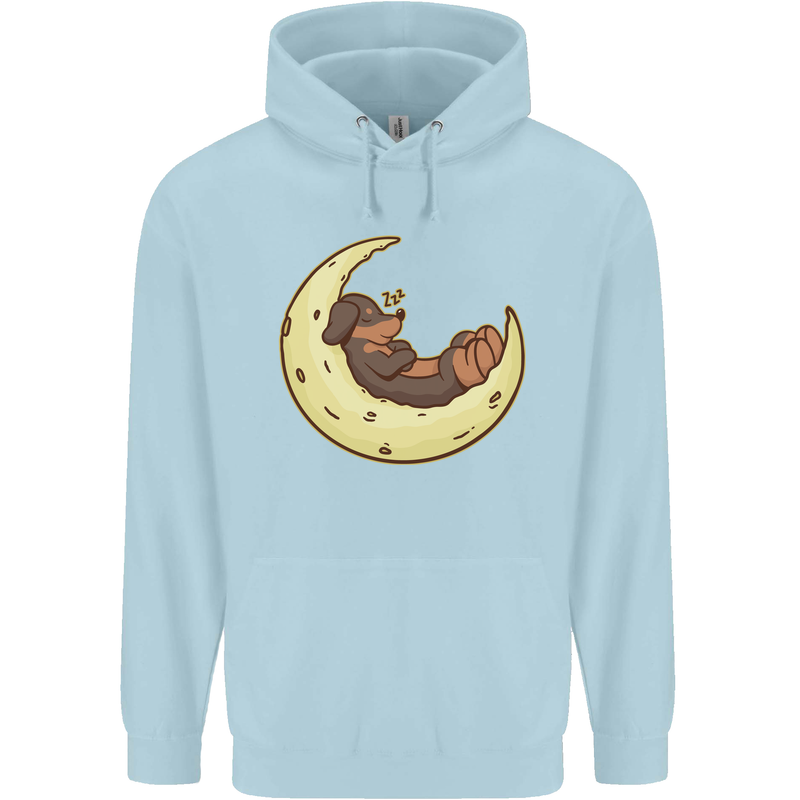 Dachshund Dog Moon Childrens Kids Hoodie Light Blue
