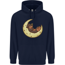 Dachshund Dog Moon Childrens Kids Hoodie Navy Blue