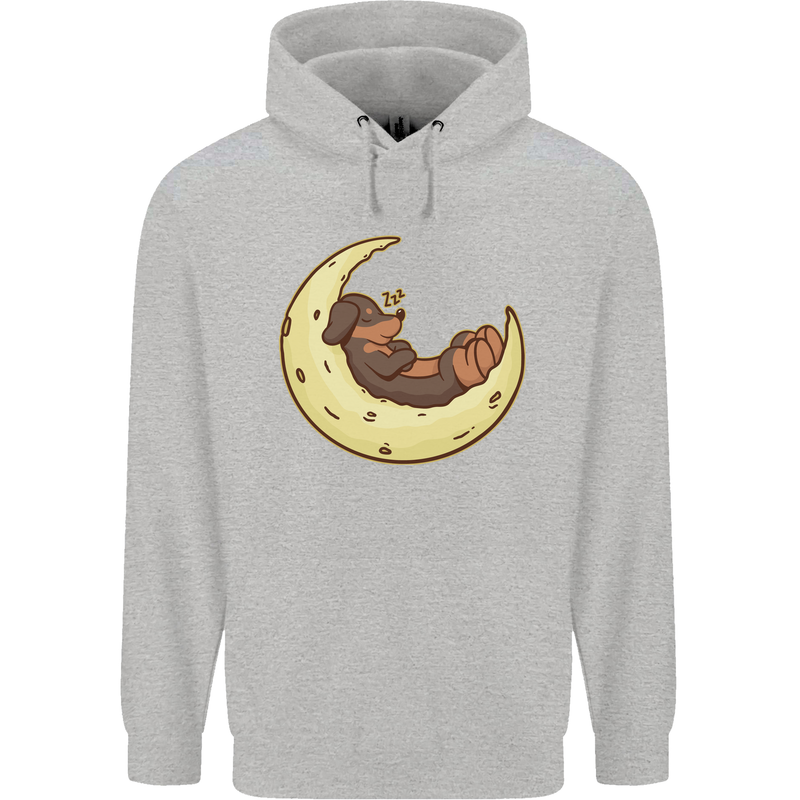Dachshund Dog Moon Childrens Kids Hoodie Sports Grey