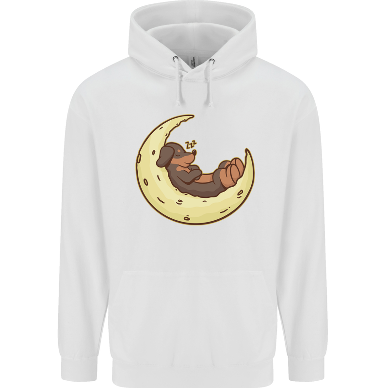 Dachshund Dog Moon Childrens Kids Hoodie White