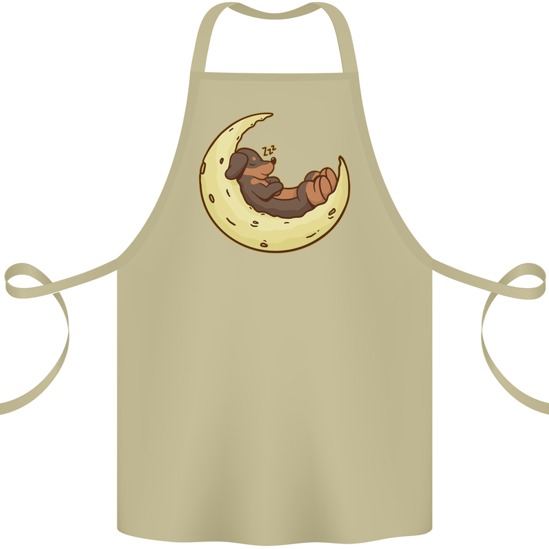 Dachshund Dog Moon Cotton Apron 100% Organic Khaki