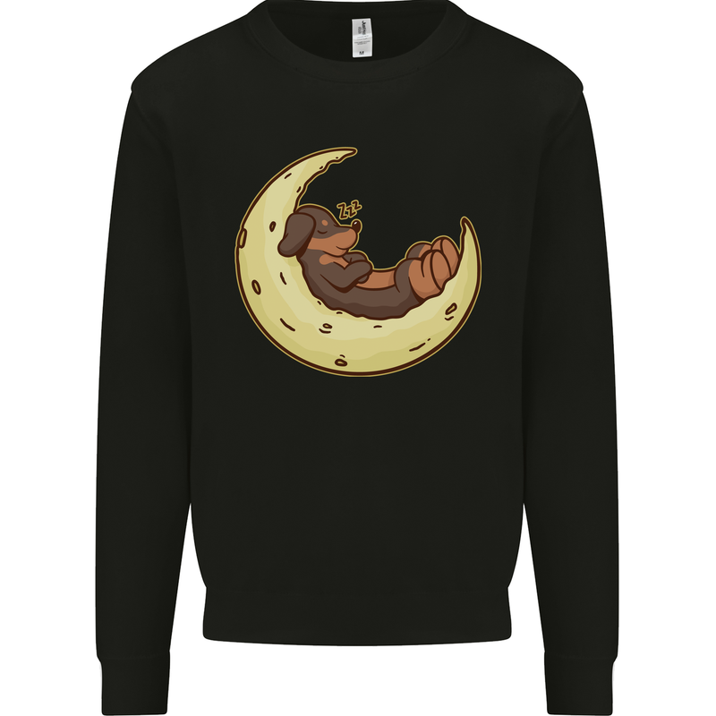 Dachshund Dog Moon Kids Sweatshirt Jumper Black