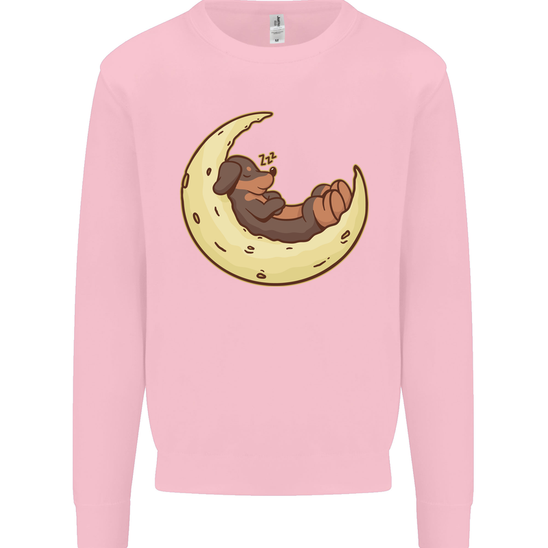 Dachshund Dog Moon Kids Sweatshirt Jumper Light Pink
