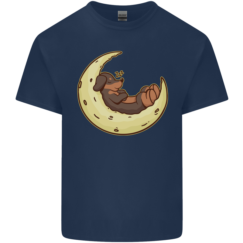 Dachshund Dog Moon Kids T-Shirt Childrens Navy Blue