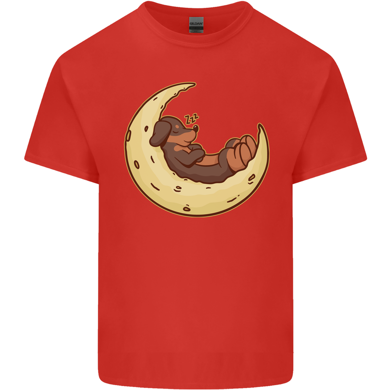 Dachshund Dog Moon Kids T-Shirt Childrens Red