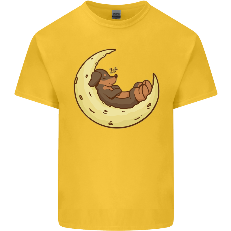 Dachshund Dog Moon Kids T-Shirt Childrens Yellow