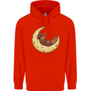 Dachshund Dog Moon Mens 80% Cotton Hoodie Bright Red