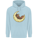 Dachshund Dog Moon Mens 80% Cotton Hoodie Light Blue