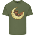 Dachshund Dog Moon Mens Cotton T-Shirt Tee Top Military Green