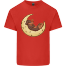 Dachshund Dog Moon Mens Cotton T-Shirt Tee Top Red