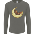 Dachshund Dog Moon Mens Long Sleeve T-Shirt Charcoal