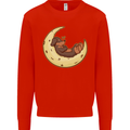 Dachshund Dog Moon Mens Sweatshirt Jumper Bright Red