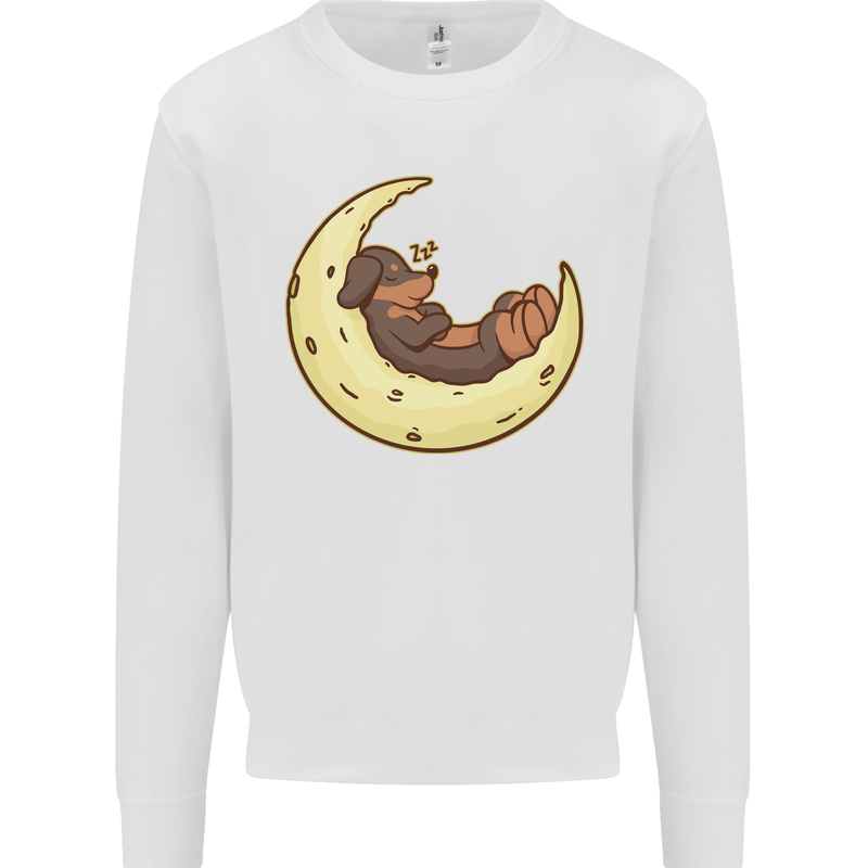 Dachshund Dog Moon Mens Sweatshirt Jumper White