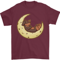 Dachshund Dog Moon Mens T-Shirt 100% Cotton Maroon