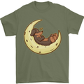 Dachshund Dog Moon Mens T-Shirt 100% Cotton Military Green