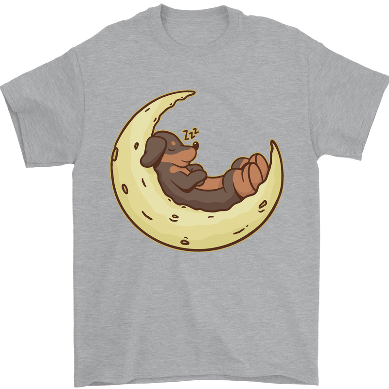 Dachshund Dog Moon Mens T-Shirt 100% Cotton Sports Grey