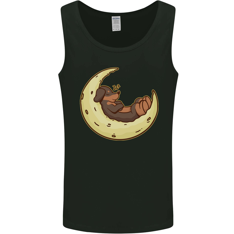Dachshund Dog Moon Mens Vest Tank Top Black