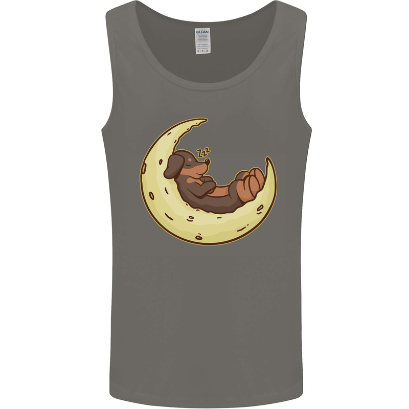 Dachshund Dog Moon Mens Vest Tank Top Charcoal