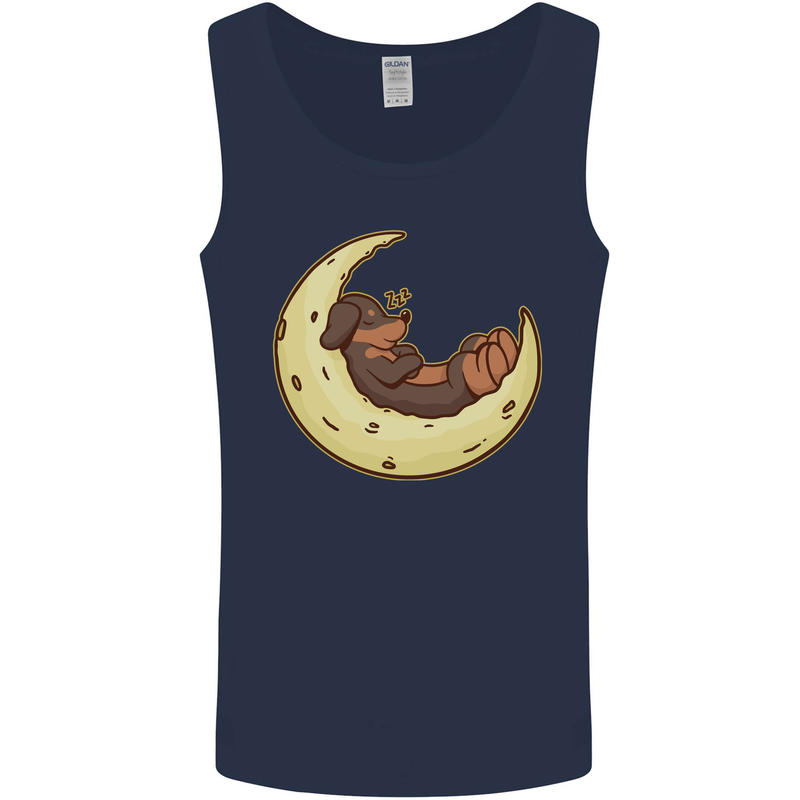 Dachshund Dog Moon Mens Vest Tank Top Navy Blue