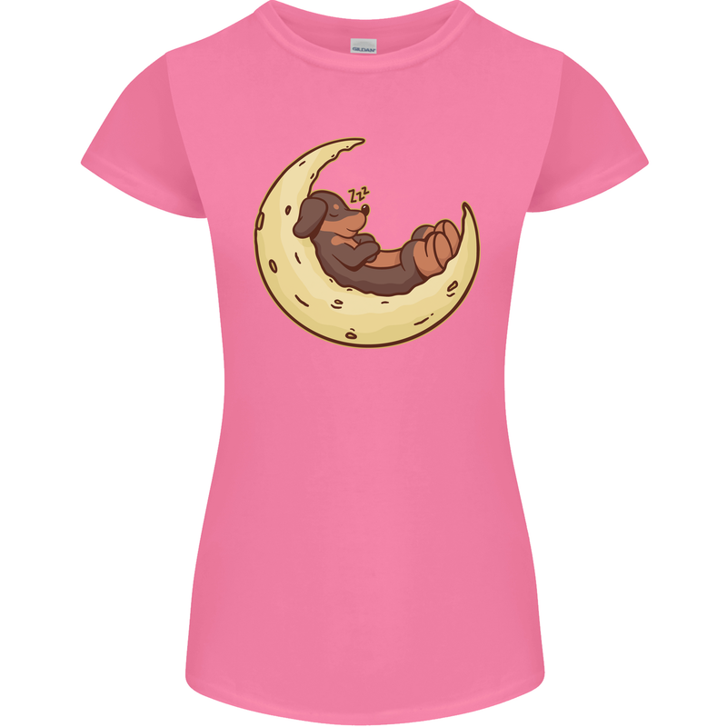 Dachshund Dog Moon Womens Petite Cut T-Shirt Azalea
