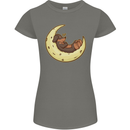 Dachshund Dog Moon Womens Petite Cut T-Shirt Charcoal