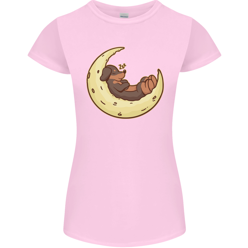Dachshund Dog Moon Womens Petite Cut T-Shirt Light Pink