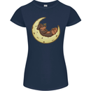 Dachshund Dog Moon Womens Petite Cut T-Shirt Navy Blue