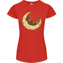 Dachshund Dog Moon Womens Petite Cut T-Shirt Red