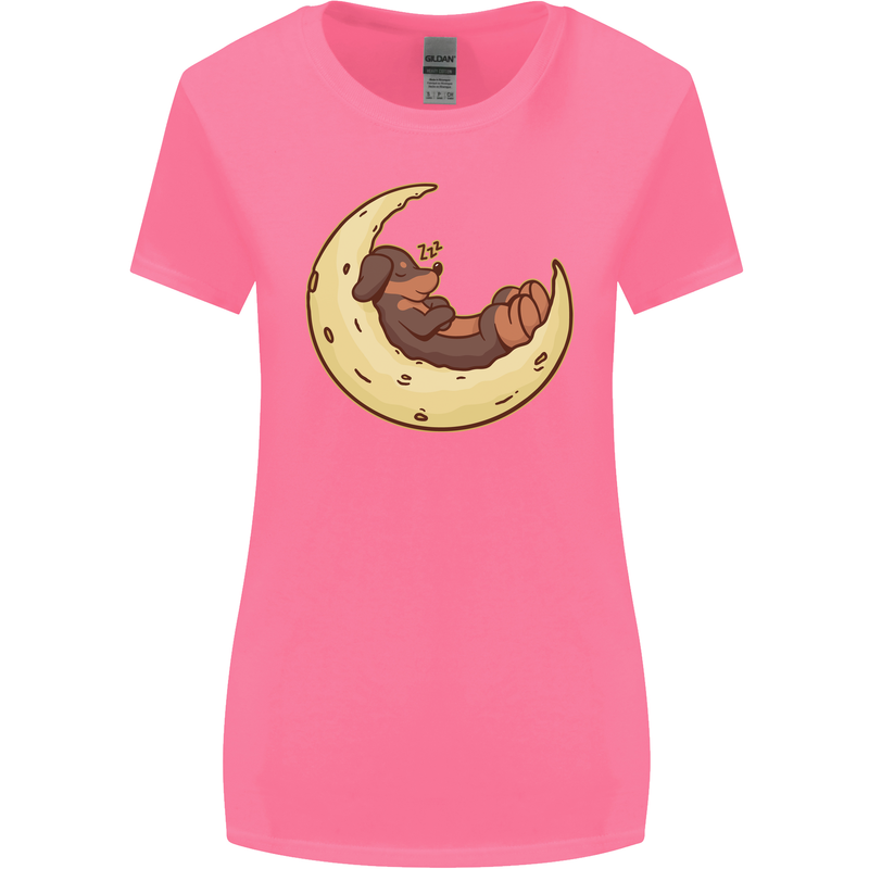Dachshund Dog Moon Womens Wider Cut T-Shirt Azalea