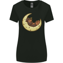 Dachshund Dog Moon Womens Wider Cut T-Shirt Black