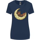 Dachshund Dog Moon Womens Wider Cut T-Shirt Navy Blue