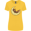 Dachshund Dog Moon Womens Wider Cut T-Shirt Yellow