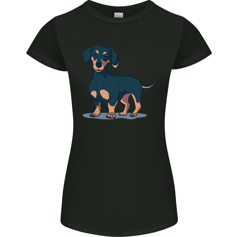 Dachshund Dog Womens Petite Cut T-Shirt Black