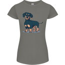 Dachshund Dog Womens Petite Cut T-Shirt Charcoal
