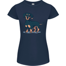 Dachshund Dog Womens Petite Cut T-Shirt Navy Blue