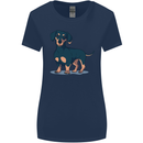 Dachshund Dog Womens Wider Cut T-Shirt Navy Blue