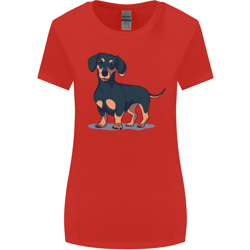 Dachshund Dog Womens Wider Cut T-Shirt Red