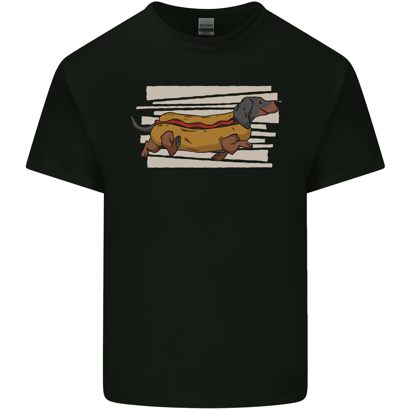 Dachshund Funny Hotdog Sausage Dog Mens Cotton T-Shirt Tee Top Black