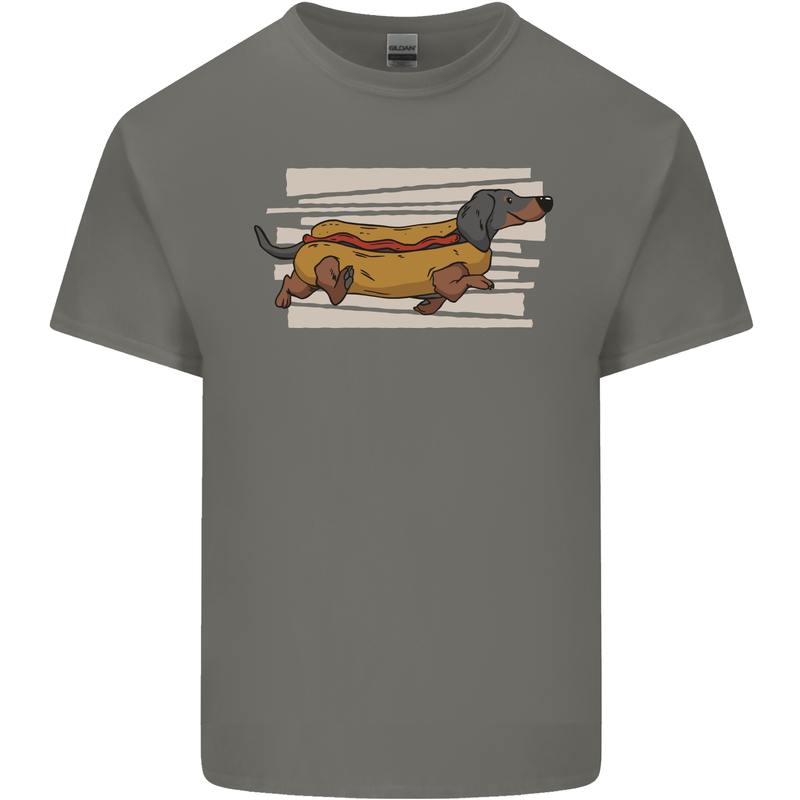 Dachshund Funny Hotdog Sausage Dog Mens Cotton T-Shirt Tee Top Charcoal