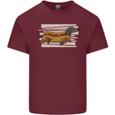 Dachshund Funny Hotdog Sausage Dog Mens Cotton T-Shirt Tee Top Maroon