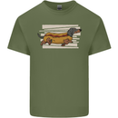 Dachshund Funny Hotdog Sausage Dog Mens Cotton T-Shirt Tee Top Military Green