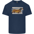 Dachshund Funny Hotdog Sausage Dog Mens Cotton T-Shirt Tee Top Navy Blue