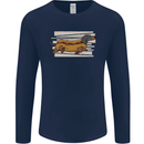 Dachshund Funny Hotdog Sausage Dog Mens Long Sleeve T-Shirt Navy Blue