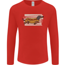 Dachshund Funny Hotdog Sausage Dog Mens Long Sleeve T-Shirt Red