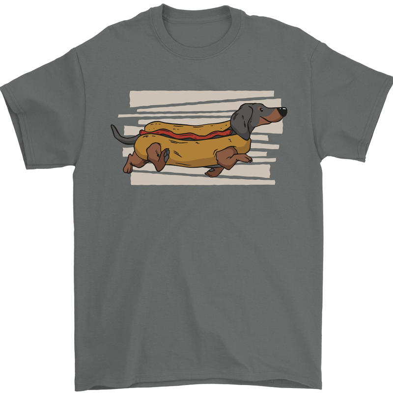 Dachshund Funny Hotdog Sausage Dog Mens T-Shirt 100% Cotton Charcoal