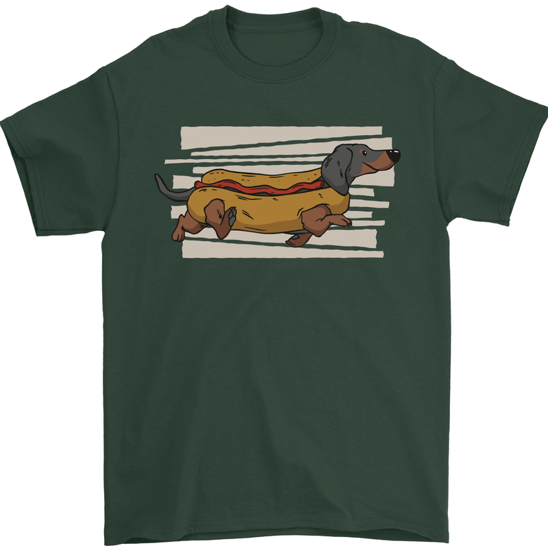 Dachshund Funny Hotdog Sausage Dog Mens T-Shirt 100% Cotton Forest Green