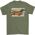 Dachshund Funny Hotdog Sausage Dog Mens T-Shirt 100% Cotton Military Green