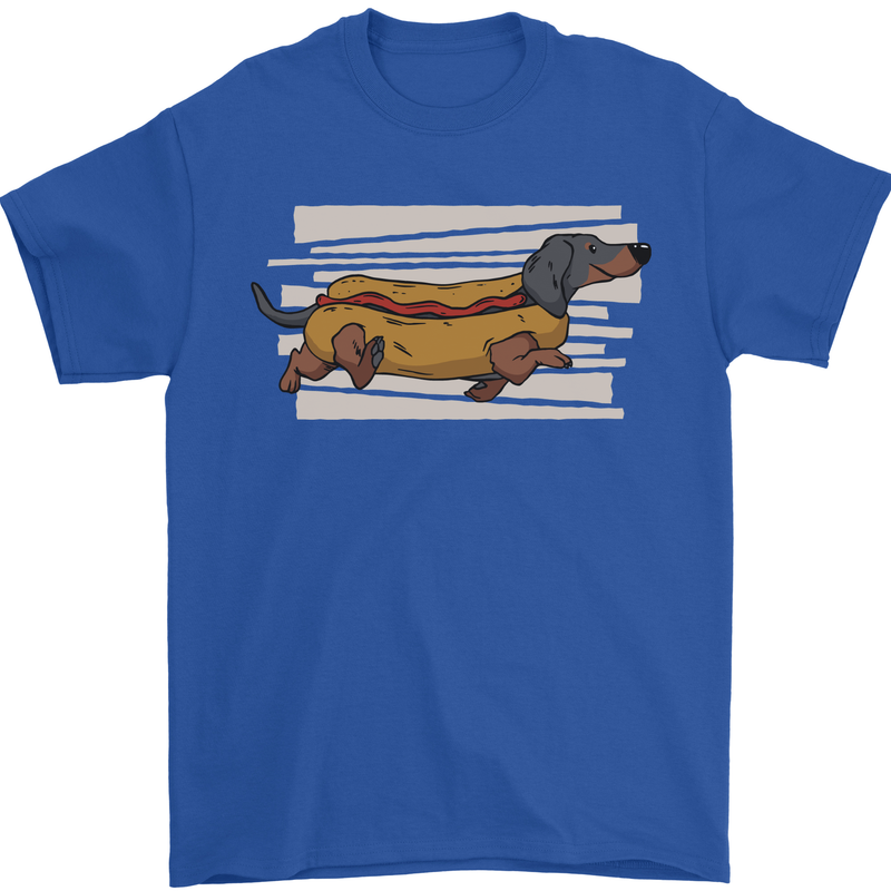 Dachshund Funny Hotdog Sausage Dog Mens T-Shirt 100% Cotton Royal Blue