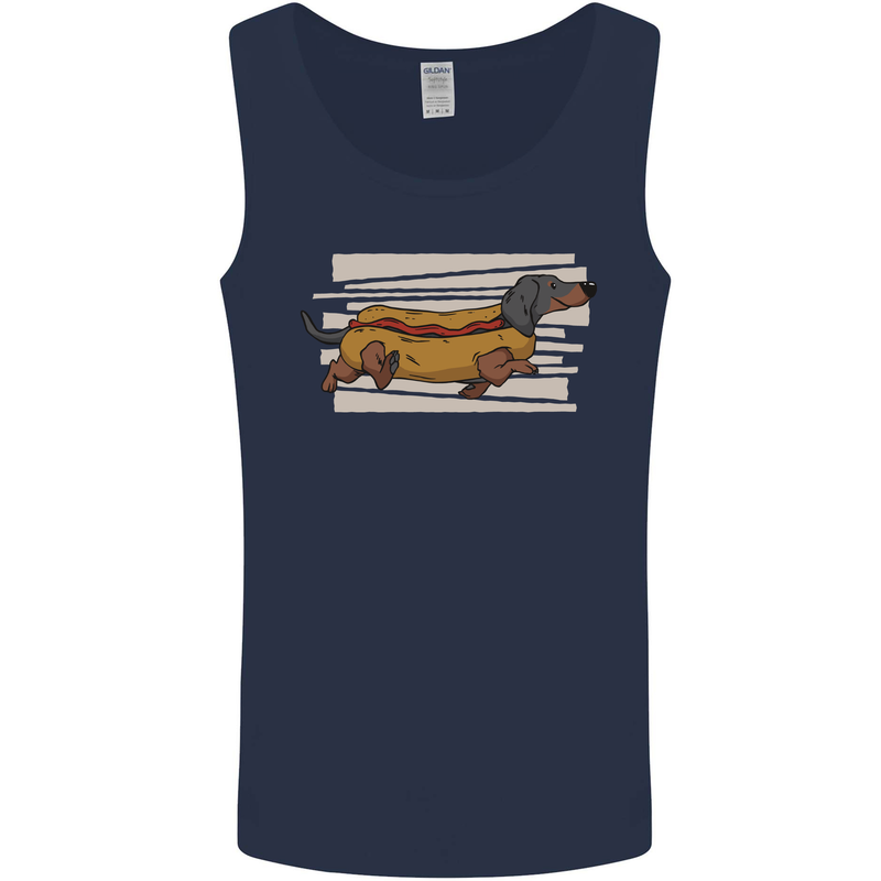 Dachshund Funny Hotdog Sausage Dog Mens Vest Tank Top Navy Blue