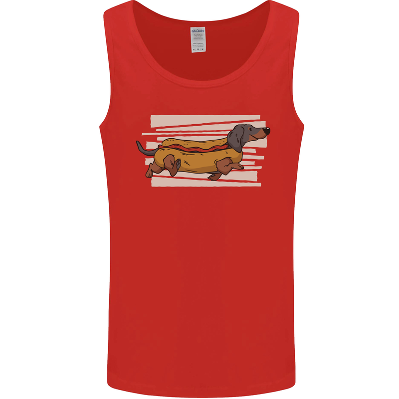 Dachshund Funny Hotdog Sausage Dog Mens Vest Tank Top Red